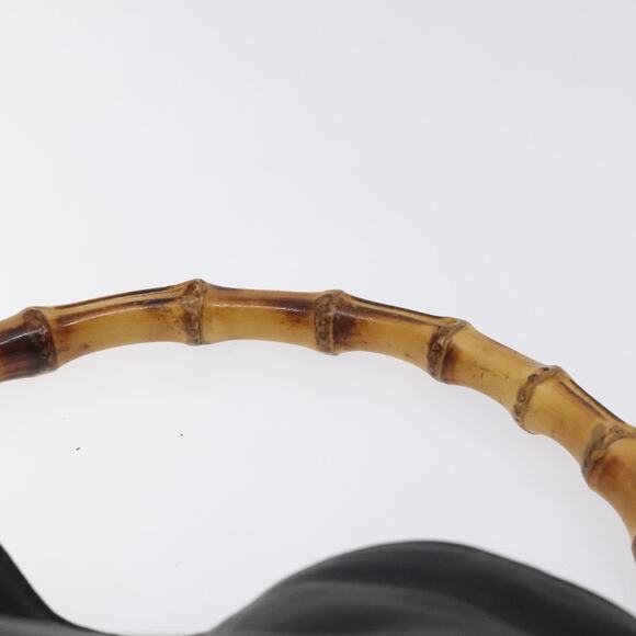 GUCCI Bamboo Hand Bag Leather Black Gold 001 1638 001 1638 - Picture 8 of 12